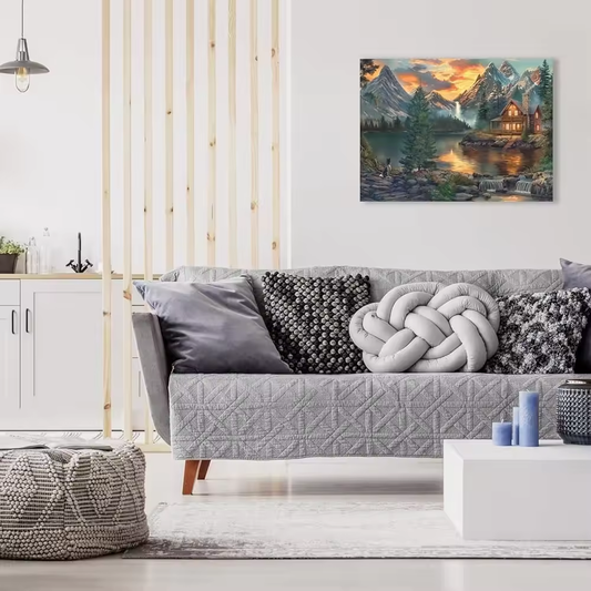 Mountain Cabin by a Lake - 1000 Pieces Jigsaw Puzzle