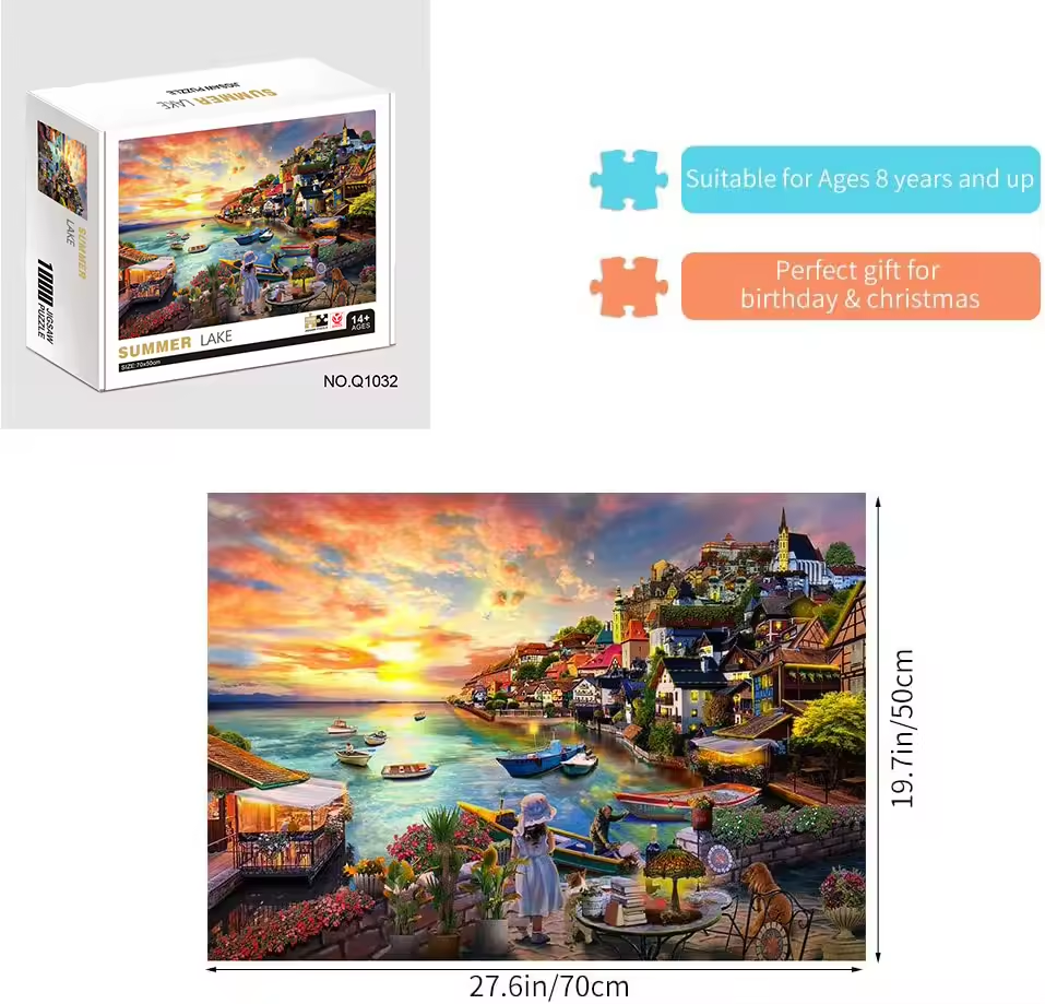 Coastal Village Sunset - 1000 Piece Jigsaw Puzzle