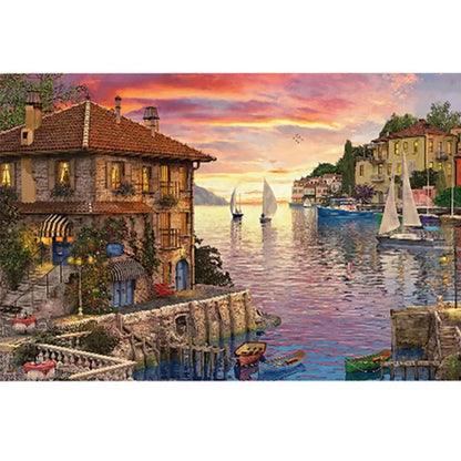 Mediterranean Harbor II Famous Painting - 1000 Pieces Paper Jigsaw Puzzle
