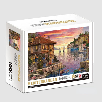 Mediterranean Harbor II Famous Painting - 1000 Pieces Paper Jigsaw Puzzle