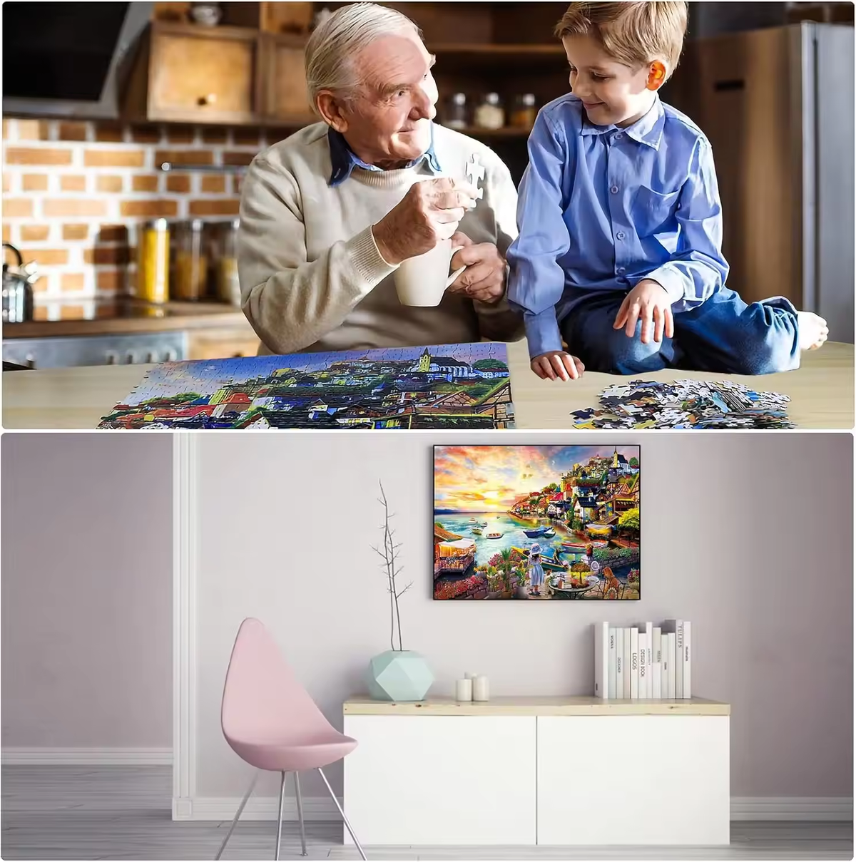 Coastal Village Sunset - 1000 Piece Jigsaw Puzzle