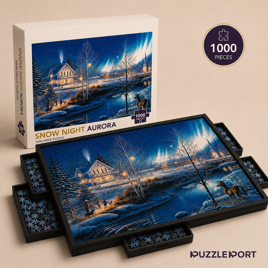 Aurora Borealis on a Snowy Night - 1000-Piece Jigsaw Puzzle