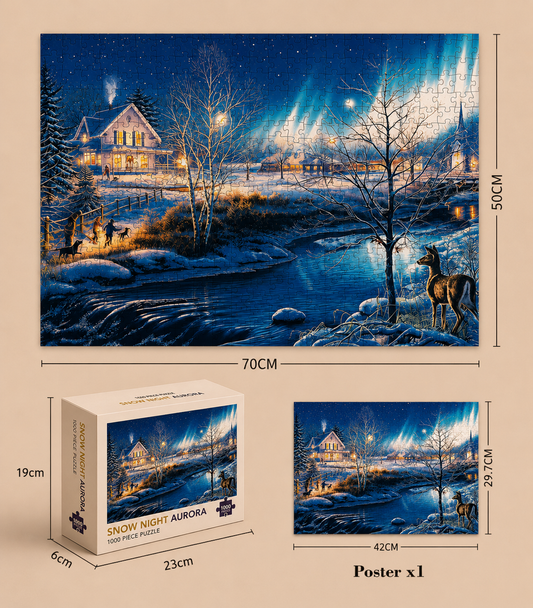 Aurora Borealis on a Snowy Night - 1000-Piece Jigsaw Puzzle