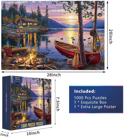 Beautiful Sunset by The Lake - 1000 Pieces Jigsaw Puzzles
