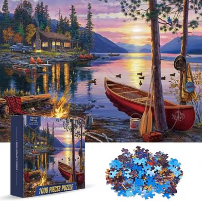 Beautiful Sunset by The Lake - 1000 Pieces Jigsaw Puzzles