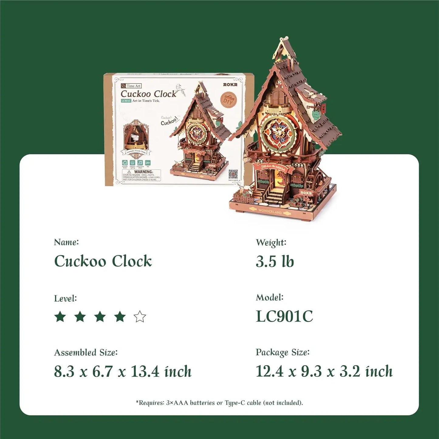 Cuckoo Clock Kit – 3D Wooden DIY Puzzle