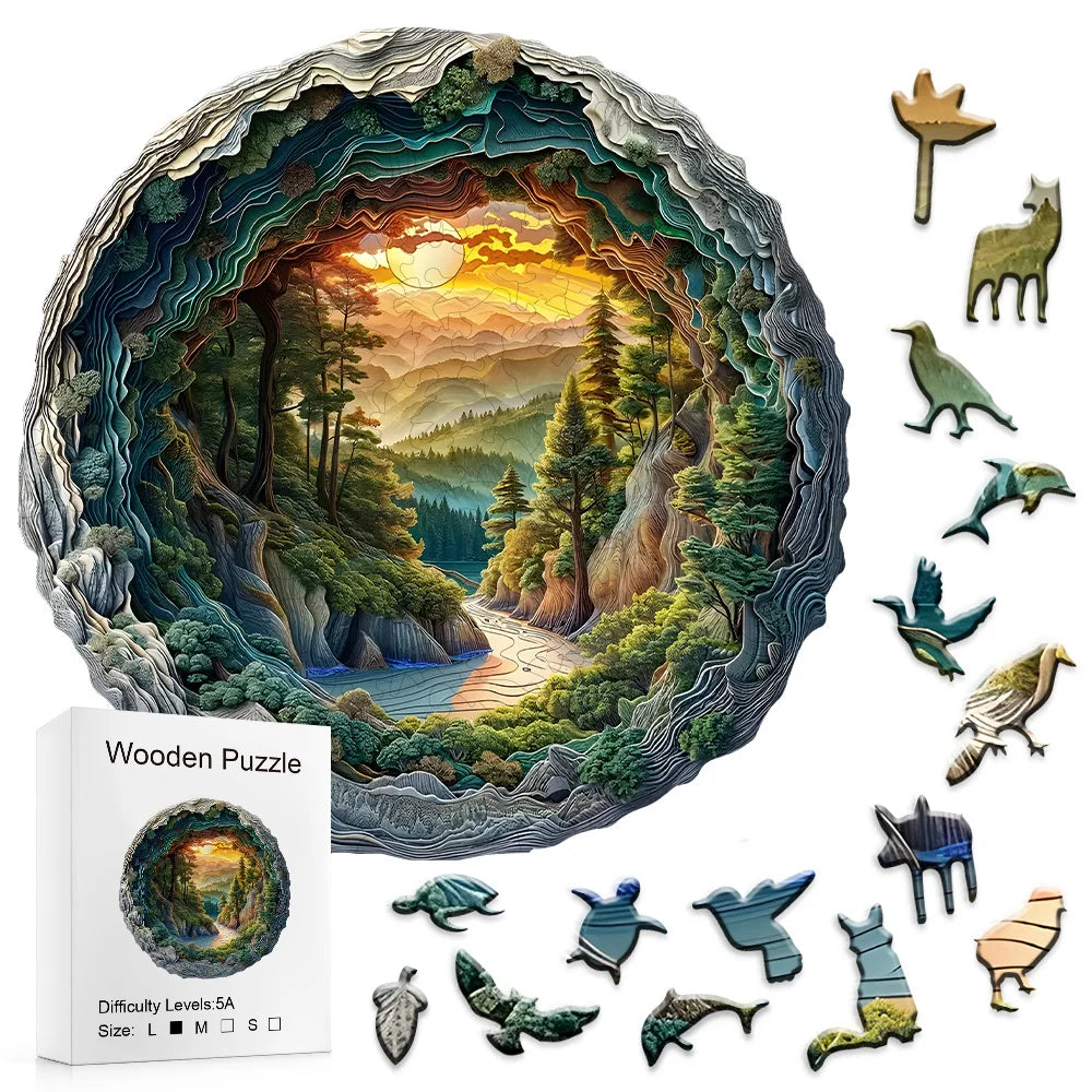 A3 Animal Shaped Forest Cave Wooden Puzzle