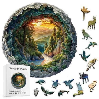 A3 Animal Shaped Forest Cave Wooden Puzzle